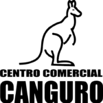 Logotipo del Centro Comercial Canguro, un canguro dibujado en un trazo con letras grandes debajo